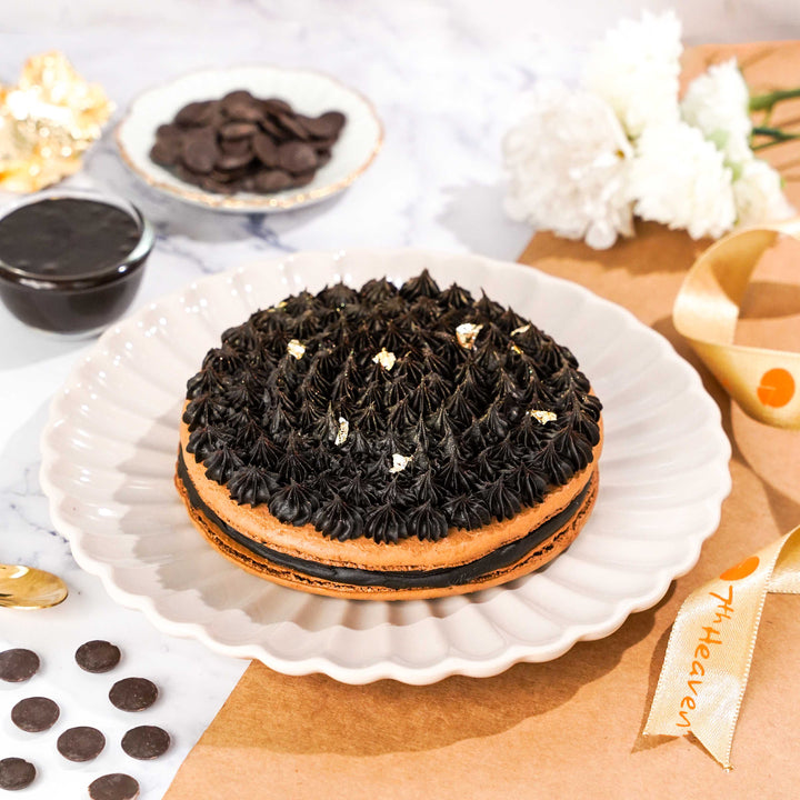Coffee & Hazelnut Giant Macaron Cake