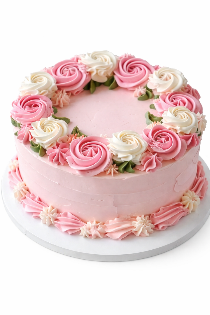 Floral Rose Cream Cake