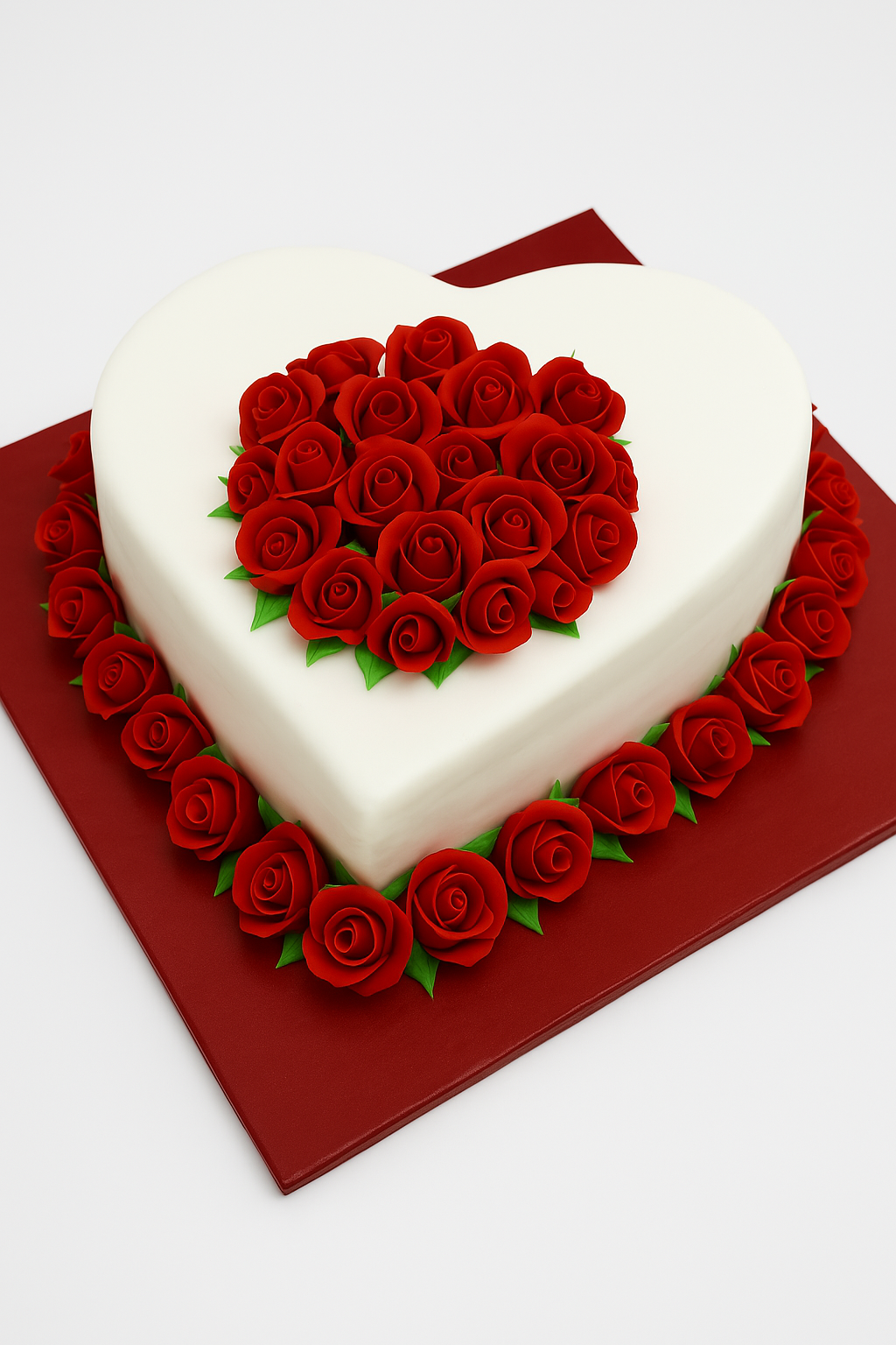 Red Roses Heart Cake